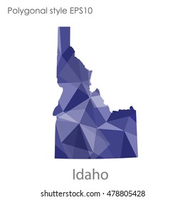 Idaho state map in geometric polygonal style.Abstract gems triangle,modern design background. Vector illustration EPS10