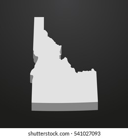 Idaho State map in gray on a black background 3d