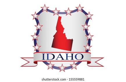Idaho state map, name and stars.