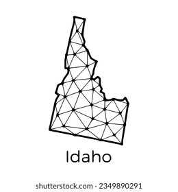 Idaho state map polygonal illustration made of lines and dots, isolated on white background. US state low poly design