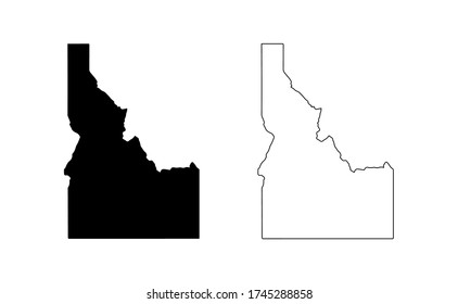 Idaho state map silhouette line country America map illustration vector outline American isolated on white background