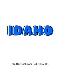Tipografía del mapa del estado de Idaho con color azul.