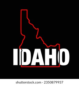 IDAHO state map typography on black background.