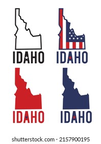 Idaho with state map with us flag and red white and blue on white background can be use for website template advertisement product design food and beverage souvenior printing