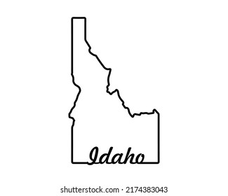 Idaho state map. US state map. Idaho silhouette symbol. Retro text. Vector illustration