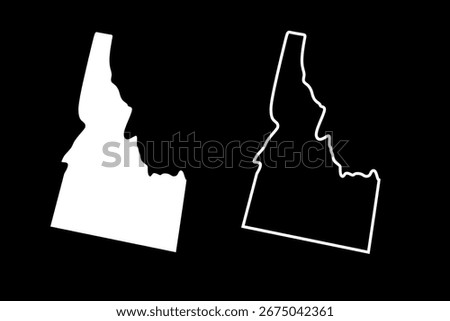Idaho state map vector. Grey, Black and outline color Idaho map on white background. US state map.