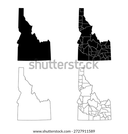 Idaho State Outline and Solid Fill Map Set.