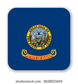 Idaho state rounded square flag. Part of The United States of America. Clean design for print, web, or educational use. Vector illustration with dropped shadow on white background.