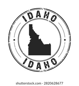 Idaho State Silhouette With Circular Stamp Black And White Design