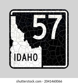 Idaho State US Highway Route 57 Road Sign, retro style, old cracked paint sign