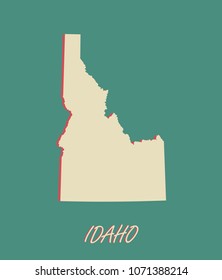 Idaho state of US map vector outlines illustration in a three dimensional grunge background