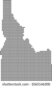 Idaho state of USA map dots vector outline illustration background. Dotted map of Idaho state of United States of America. Creative pixel art map with highly detailed border 