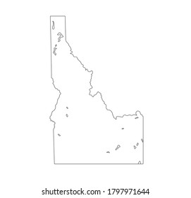 Idaho state USA outline map vector illustration with border line. Isolated on white background 