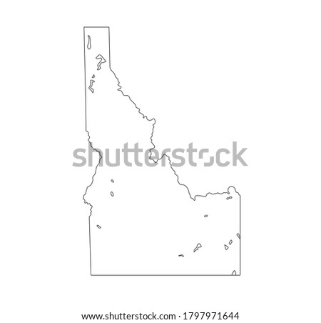 Idaho state USA outline map vector illustration with border line. Isolated on white background 