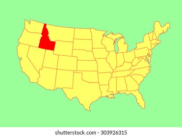 Idaho State, USA, vector map isolated on United states map. Editable blank vector map of USA.