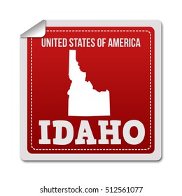 Idaho sticker or label on white background, vector illustration