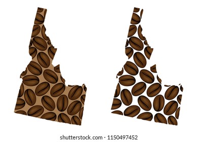 Idaho (United States of America) -  map of coffee bean, Idaho map made of coffee beans,