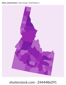 Idaho, Vereinigte Staaten. Einfache Vektorgrafik-Map. Status-Form. Stil für Volumenkörperbereiche. Grenze zu Idaho. Vektorillustration.