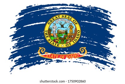 Idaho US flag in grunge brush stroke, vector image