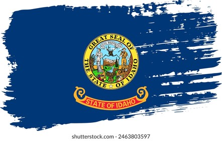 Idaho US flag, wide brush stroke on transparent background, vector.