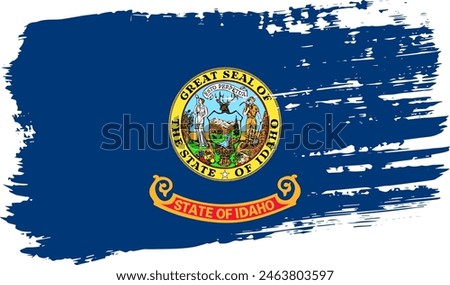 Idaho US flag, wide brush stroke on transparent background, vector.