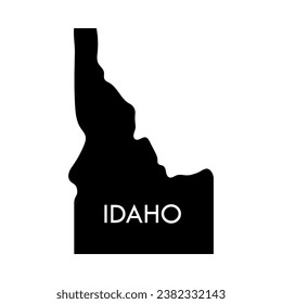 Idaho a US state black element isolated on white background. United state of America. Map with county borders.