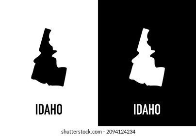 Idaho - U.S. state. Contour line in white and black color on two face background. Map of The United States of America. Vector illustration.