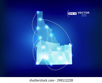 Idaho US state map polygonal with spotlights places