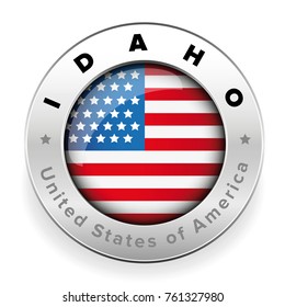 Idaho Usa flag badge button vector