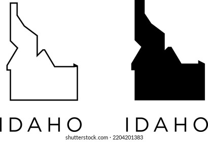 Idaho Of USA Map Icon Outline Style And Flat Vector Silhouettes