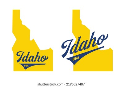 Idaho Usa State Map Can Be Use For Souvernir Printing Advertisemen Poster Website Cover Package Design Patriot Theme Vector Eps.