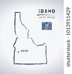 Idaho vector chalk drawing map isolated on a white background