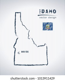 Idaho vector chalk drawing map isolated on a white background