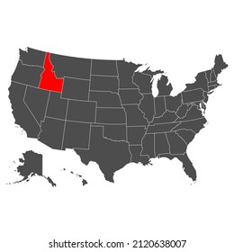 Idaho vector map. High detailed illustration. Country of the United States of America. Flat style. Vector illustration