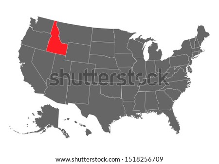 Idaho vector map silhouette. High detailed illustration. United state of America country