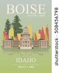 Idaho vector poster in american style. Greeting card from USA. United States of America.
