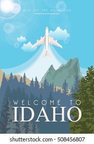 Idaho vector poster in american style. Greeting card from USA. United States of America.