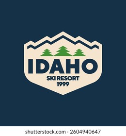 Idaho vintage logo design for outdoor activities or t-shirt design and stickers
