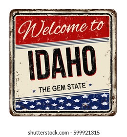 Idaho vintage rusty metal sign on a white background, vector illustration