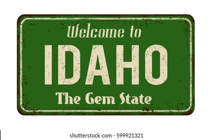 Idaho vintage rusty metal sign on a white background, vector illustration