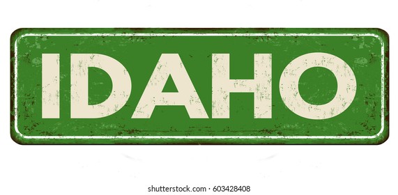 Idaho vintage rusty metal sign on a white background, vector illustration