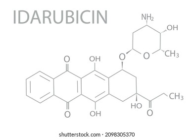 Idarubicin molecular skeletal chemical formula.