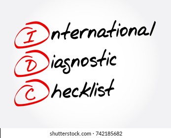 IDC - International Diagnostic Checklist, acronym business concept background
