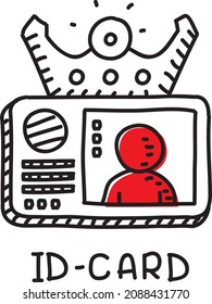 Id-card, Identity Card, Car Driver, Driving License. Sketchy hand-drawn vector illustration.