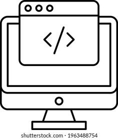 IDE Editor opened on led Vector Color Icon Design, Software and web development symbol on white background, Computer Programming and Coding stock illustration, Code Block Concept, 