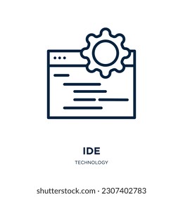 Icon aus der Techniksammlung entfernen. Dünne Linearität, Idee, Geschäftskontur-Symbol einzeln auf weißem Hintergrund. Zeilenvektorid-Zeichen, Symbol für Web und Mobile