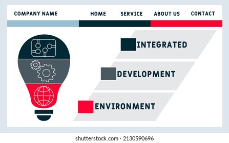 IDE - Integrated Development Environment acronym. business concept background.  vector illustration concept with keywords and icons. lettering illustration with icons for web banner, flyer, landing pa