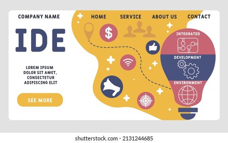 IDE - Integrated Development Environment acronym. business concept background.  vector illustration concept with keywords and icons. lettering illustration with icons for web banner, flyer, landing pa