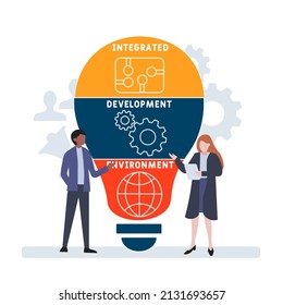 IDE - Integrated Development Environment acronym. business concept background.  vector illustration concept with keywords and icons. lettering illustration with icons for web banner, flyer, landing pa