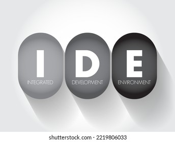 IDE - Integrated Development Environment - software application that provides comprehensive facilities to computer programmers for software development, acronym concept for presentations and reports